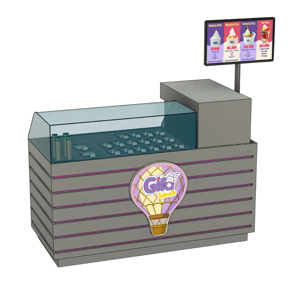 Vista frontal del rediseño del puesto Giro Sabratto